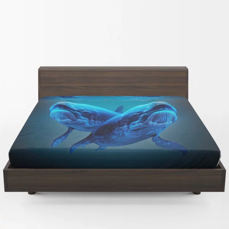 Whales Playing in the Ocean Fitted Sheet 1