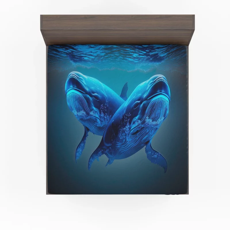 Whales Playing in the Ocean Fitted Sheet