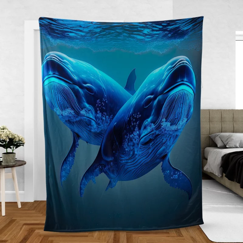 Whales Playing in the Ocean Fleece Blanket