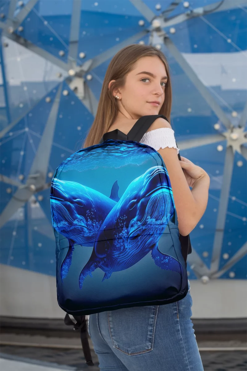 Whales Playing in the Ocean Minimalist Backpack 2