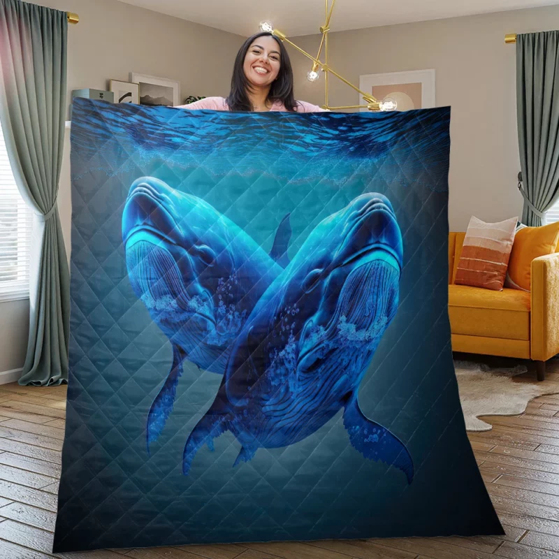 Whales Playing in the Ocean Quilt Blanket