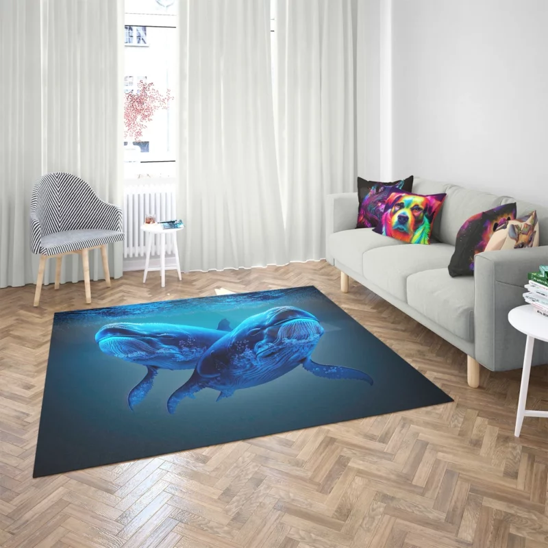 Whales Playing in the Ocean Rug 2