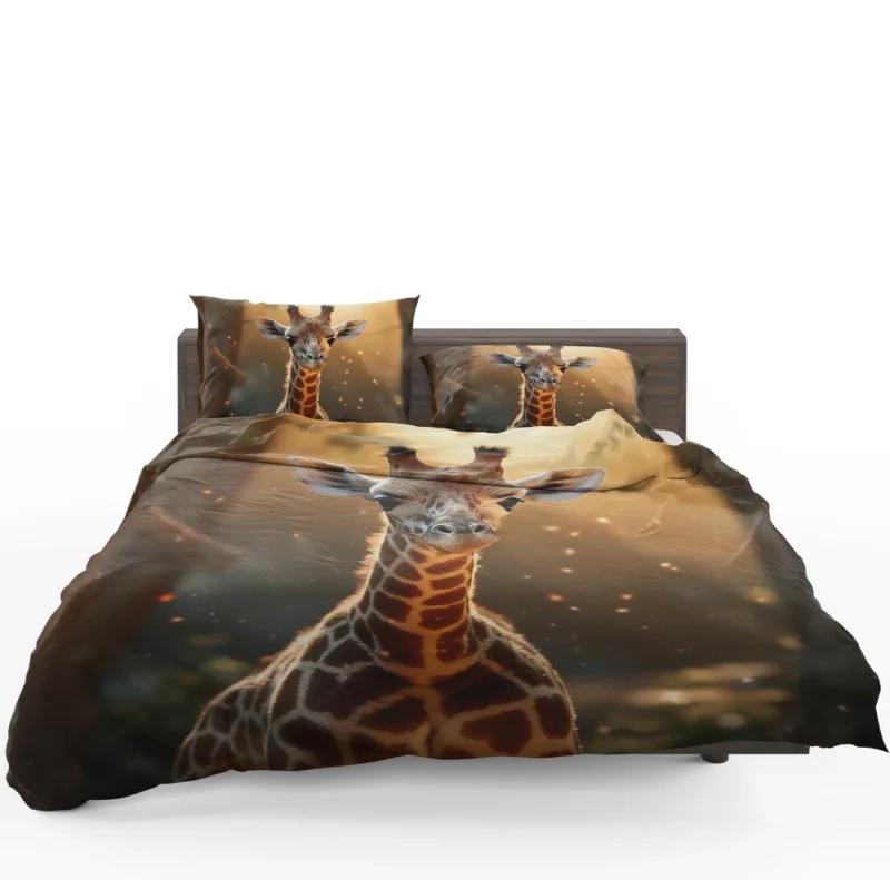 Whimsical Giraffe and Girl Bedding Set 1