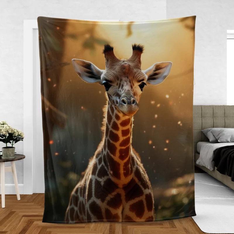 Whimsical Giraffe and Girl Fleece Blanket