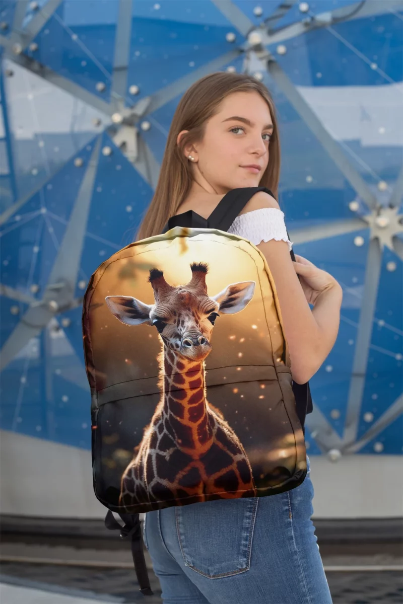 Whimsical Giraffe and Girl Minimalist Backpack 2