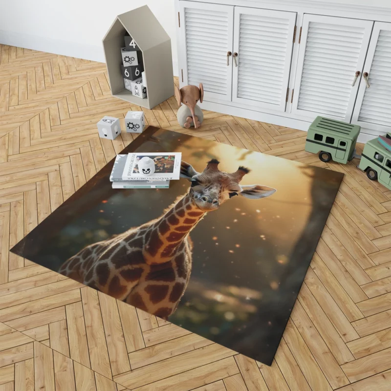 Whimsical Giraffe and Girl Rug 1