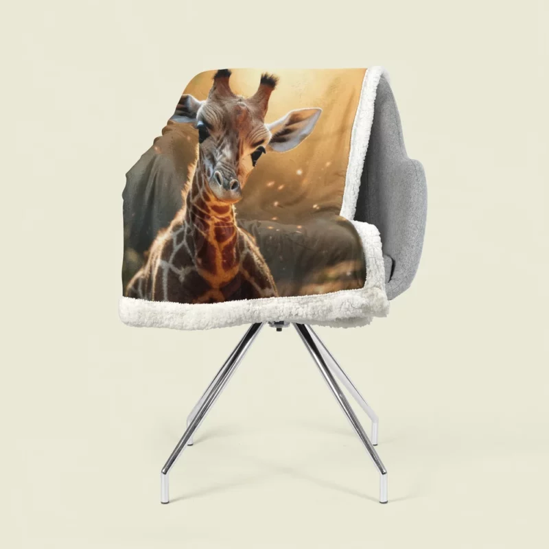 Whimsical Giraffe and Girl Sherpa Fleece Blanket 1