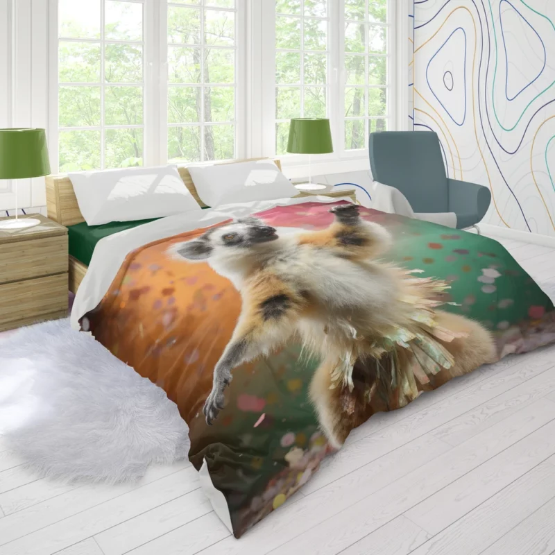 Whimsical Lemur Madagascar Dance Duvet Cover