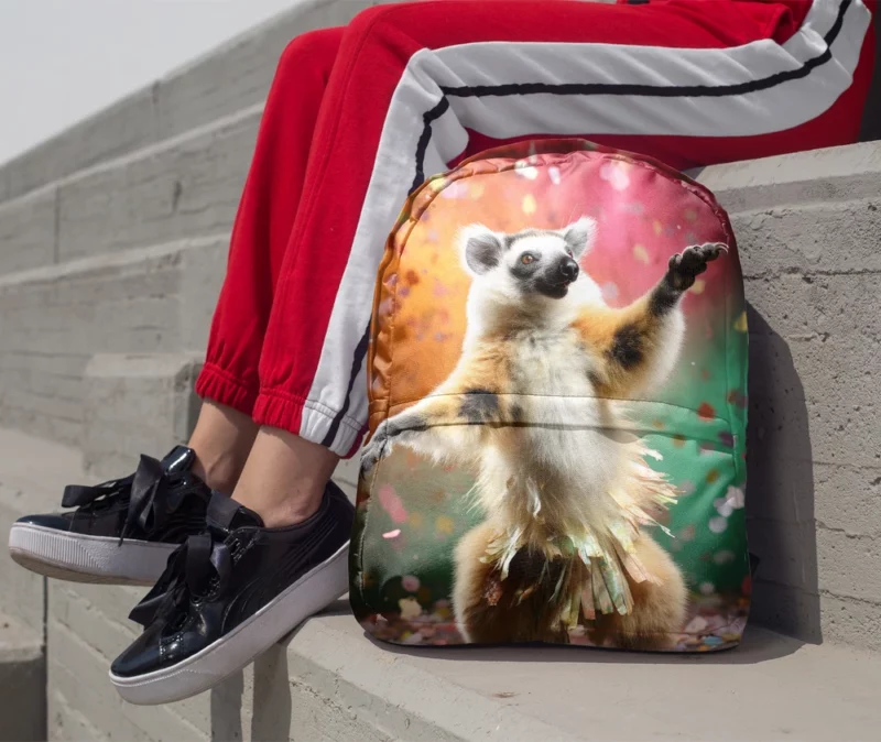 Whimsical Lemur Madagascar Dance Minimalist Backpack 1