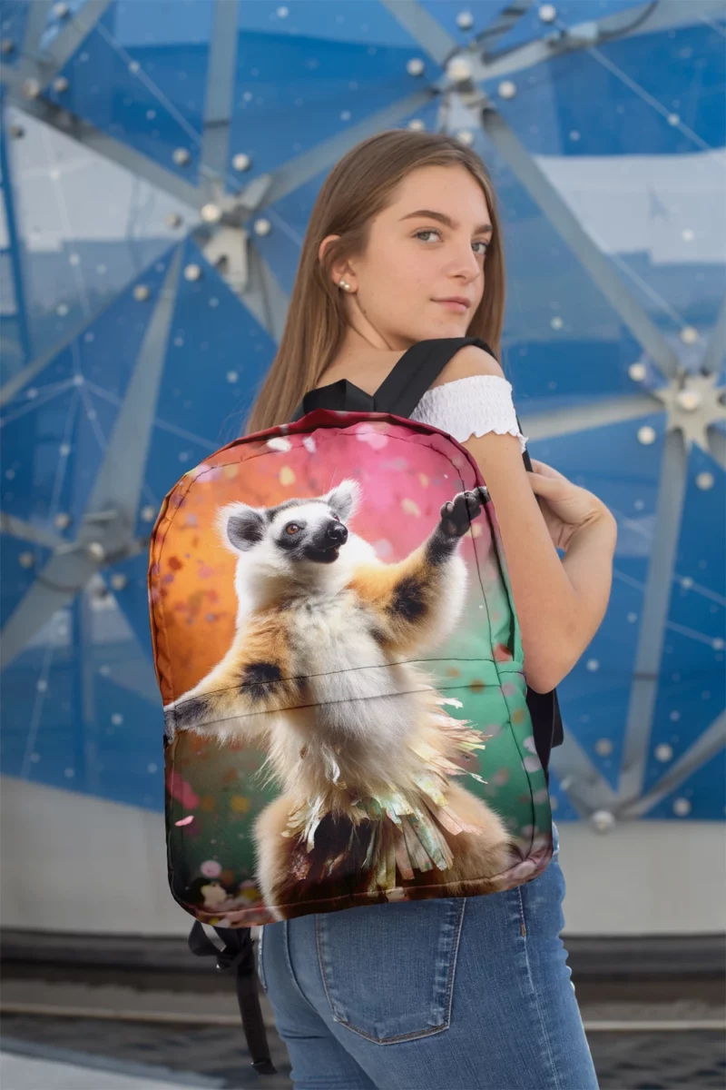 Whimsical Lemur Madagascar Dance Minimalist Backpack 2