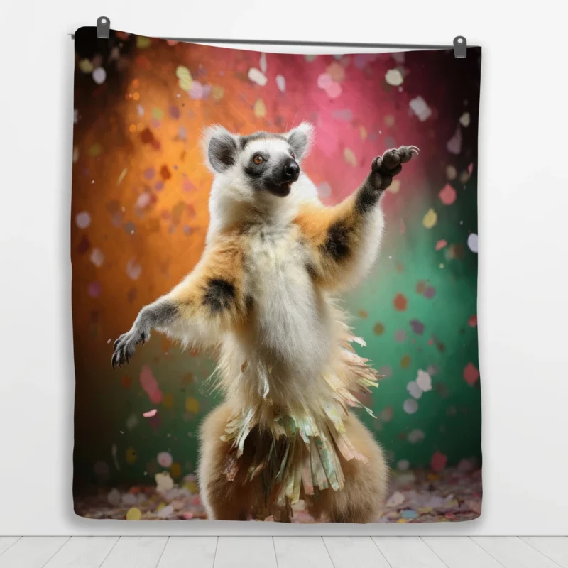 Whimsical Lemur Madagascar Dance Quilt Blanket 1