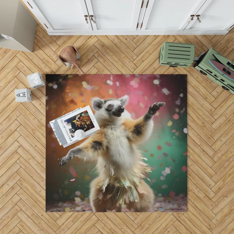 Whimsical Lemur Madagascar Dance Rug