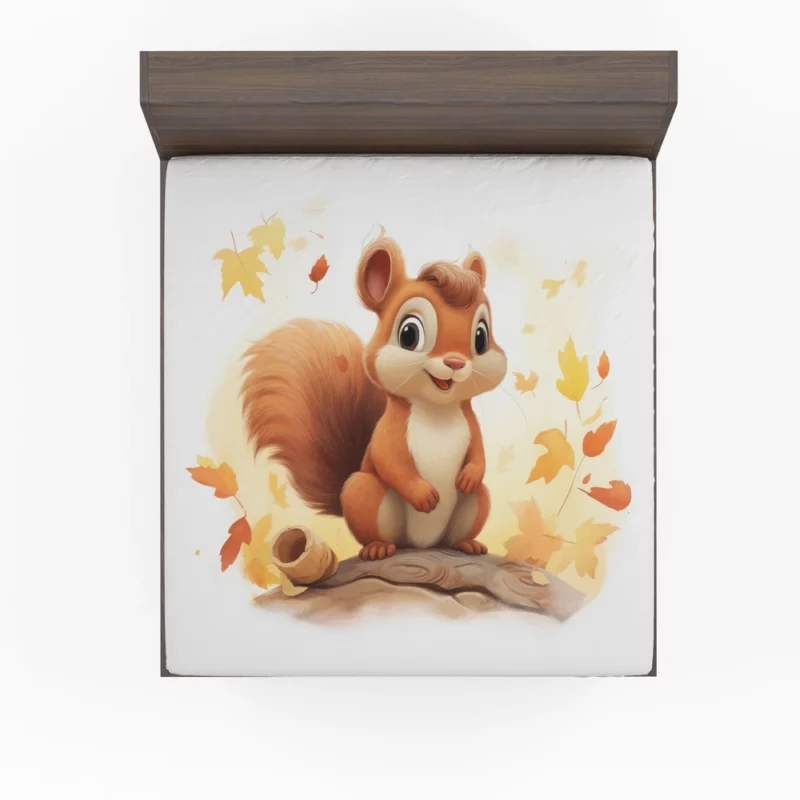 Whimsical Squirrel in Playful Children Illustration Fitted Sheet