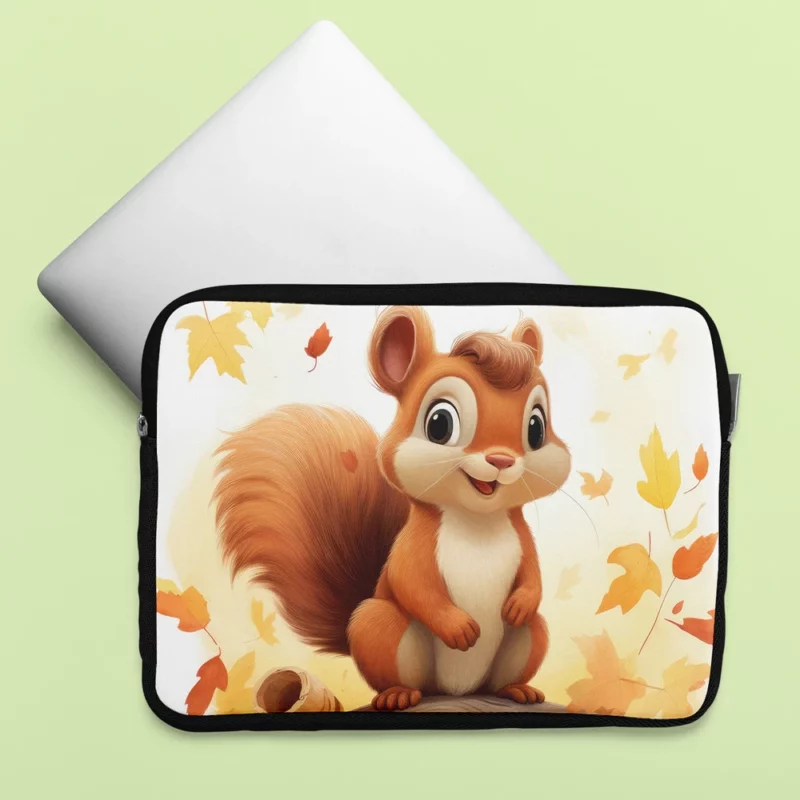 Whimsical Squirrel in Playful Children Illustration Laptop Sleeve