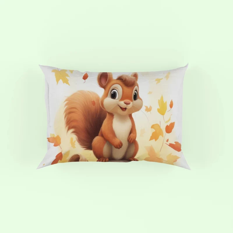 Whimsical Squirrel in Playful Children Illustration Pillow Case