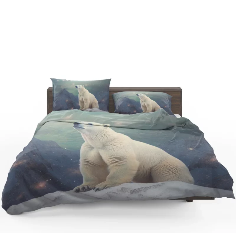 White Bear on a Snowy Peak Bedding Set 1