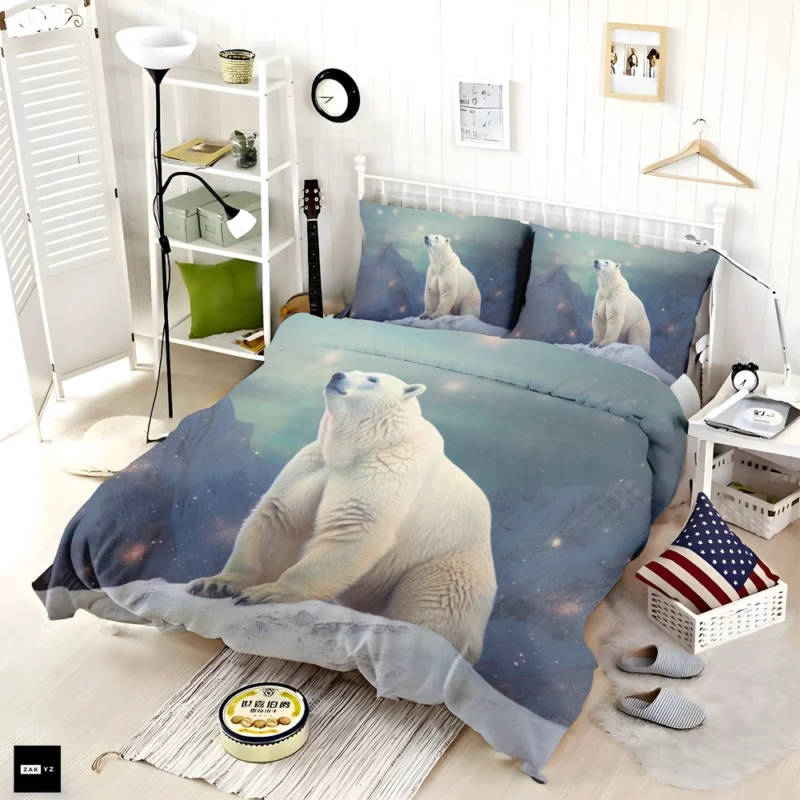 White Bear on a Snowy Peak Bedding Set