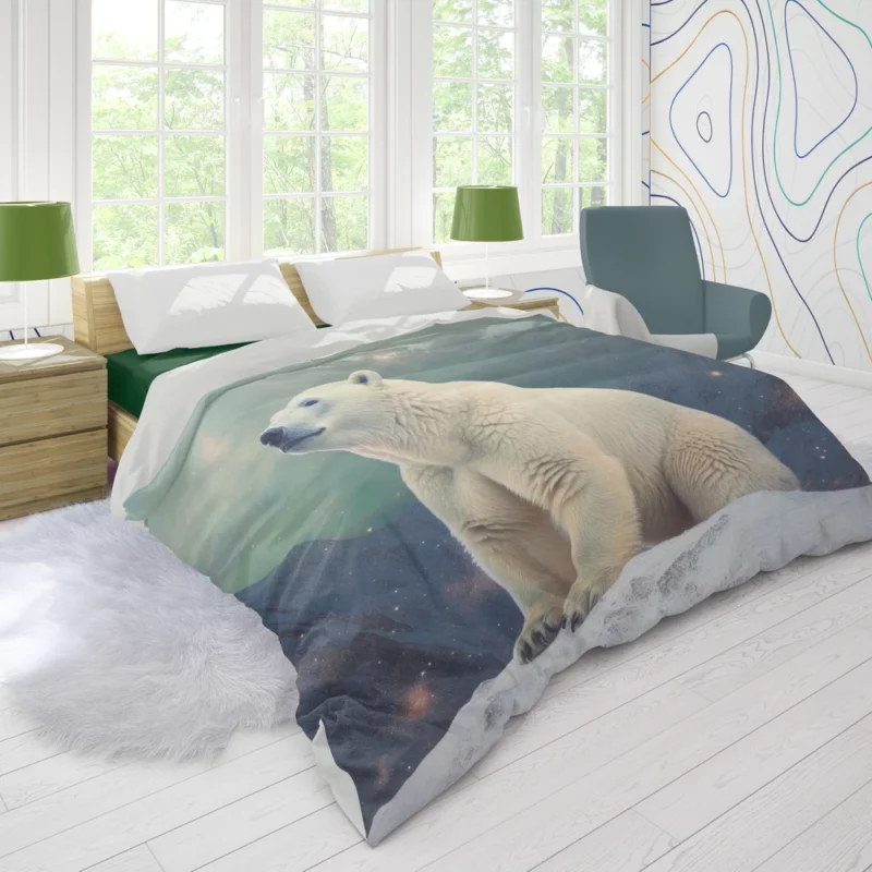 White Bear on a Snowy Peak Duvet Cover