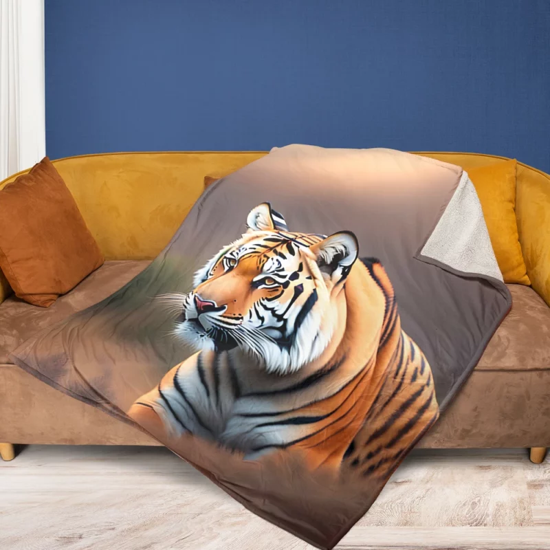 White Bengal Tiger in Snowy Forest Fleece Blanket 1