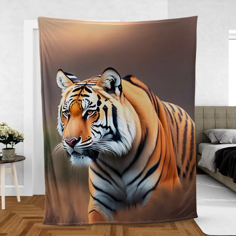 White Bengal Tiger in Snowy Forest Fleece Blanket