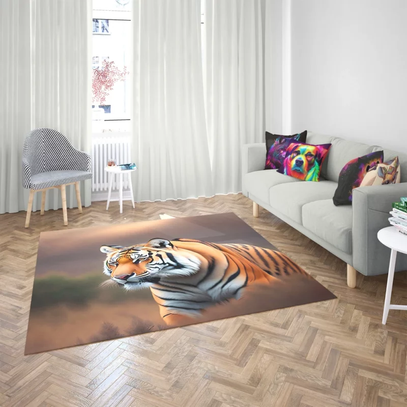 White Bengal Tiger in Snowy Forest Rug 2