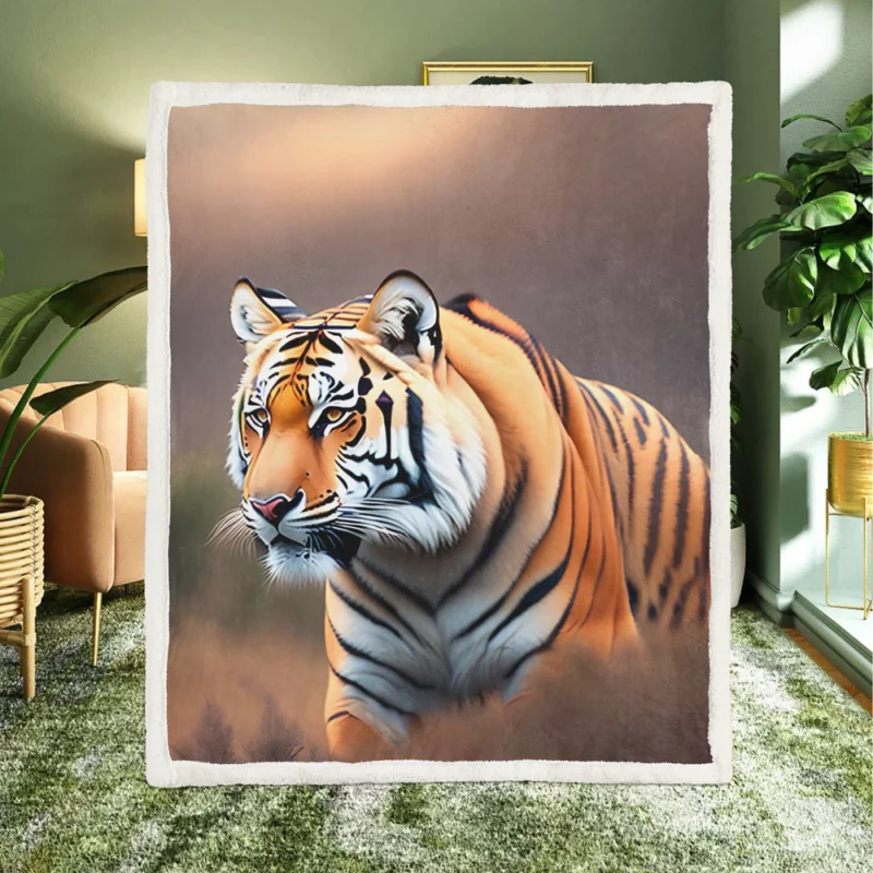 White Bengal Tiger in Snowy Forest Sherpa Fleece Blanket