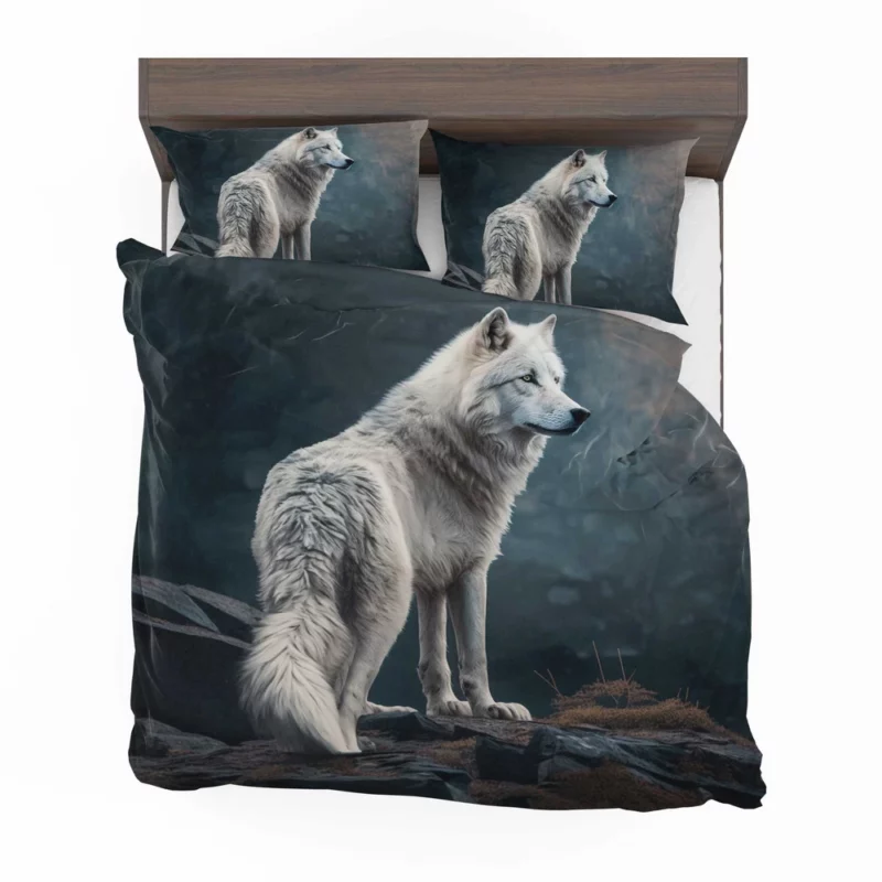 White Wolf AI Artwork Bedding Set 2