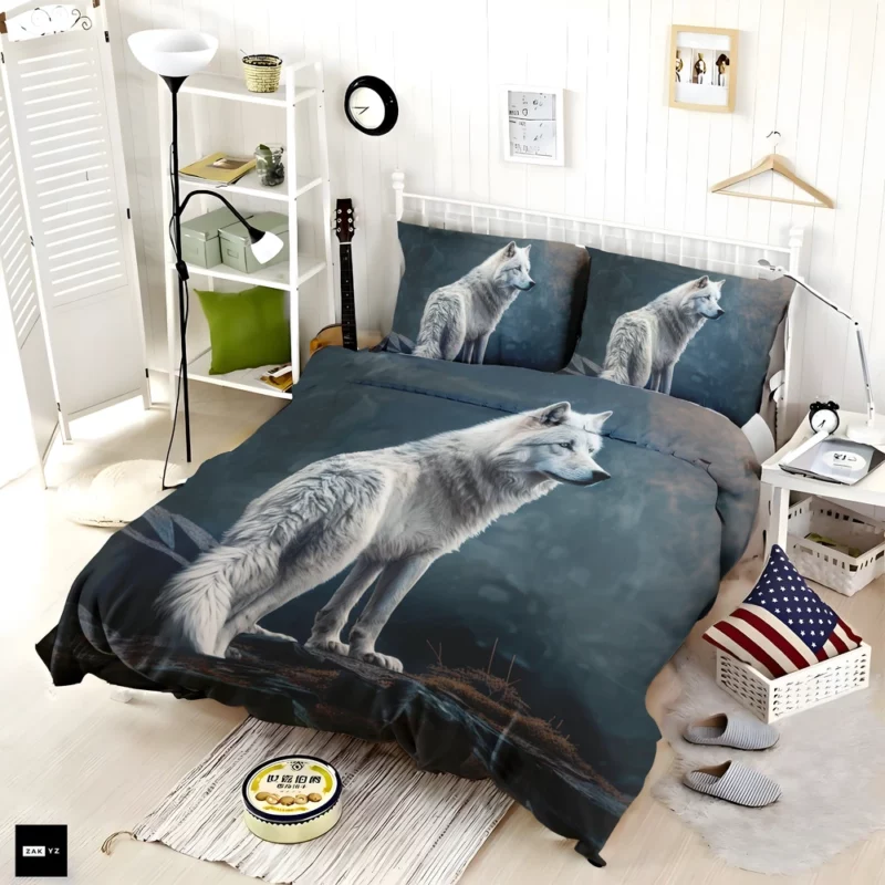 White Wolf AI Artwork Bedding Set