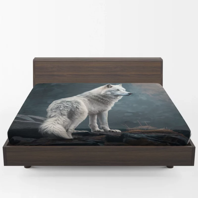 White Wolf AI Artwork Fitted Sheet 1