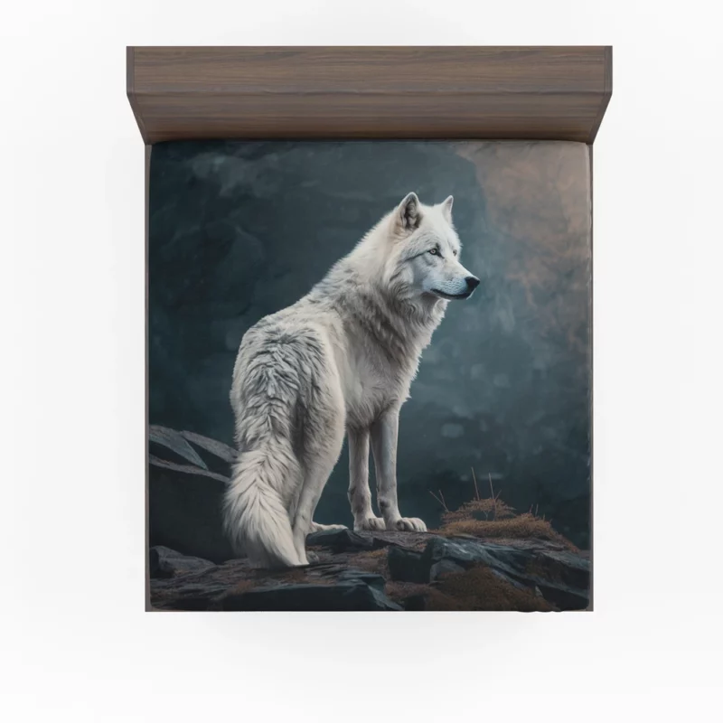 White Wolf AI Artwork Fitted Sheet