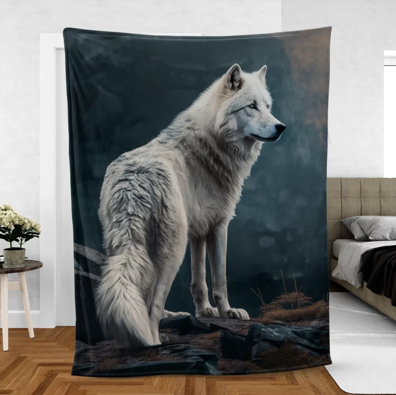 White Wolf AI Artwork Fleece Blanket