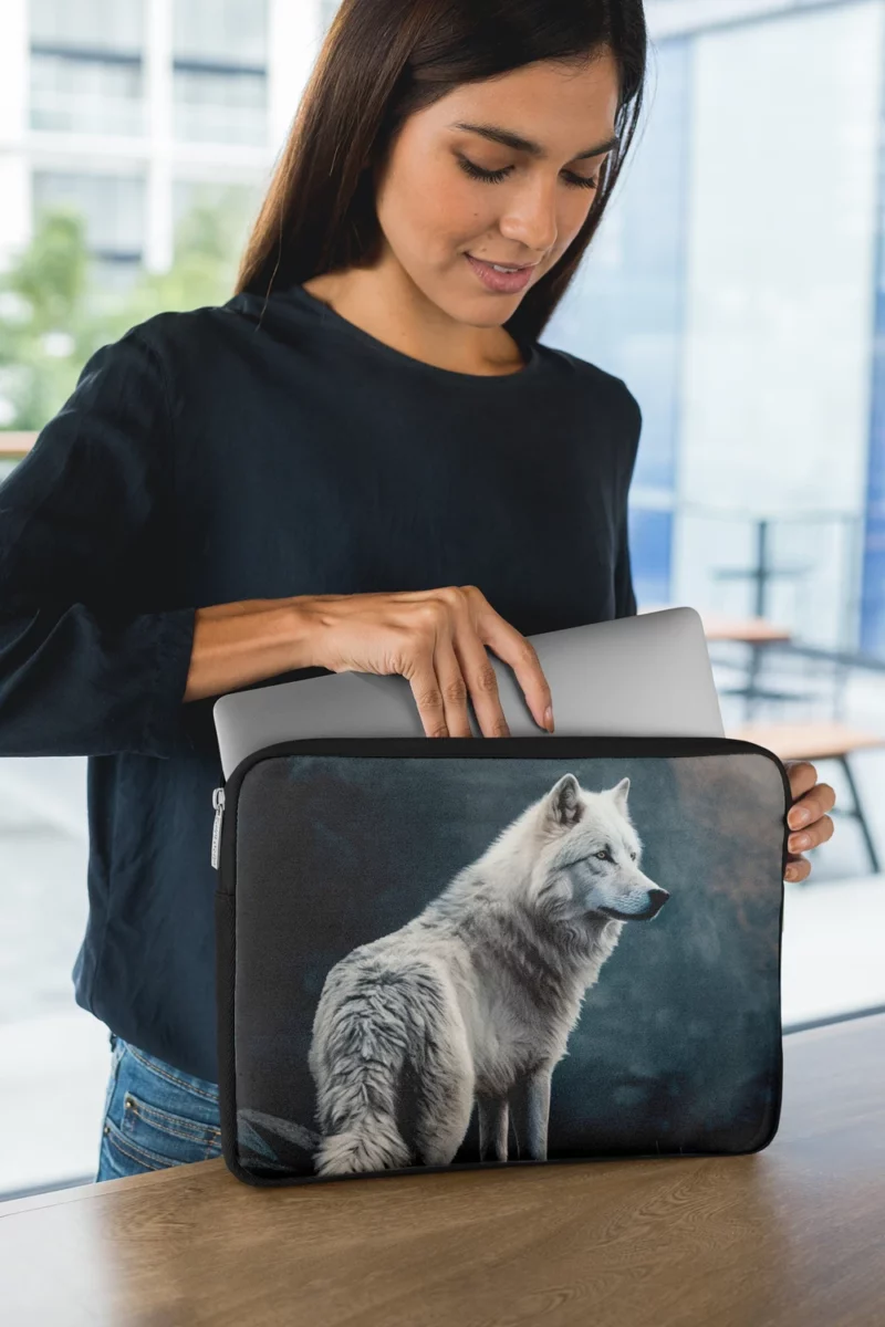 White Wolf AI Artwork Laptop Sleeve 1