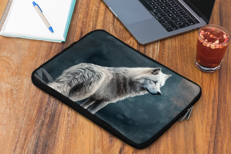 White Wolf AI Artwork Laptop Sleeve 2