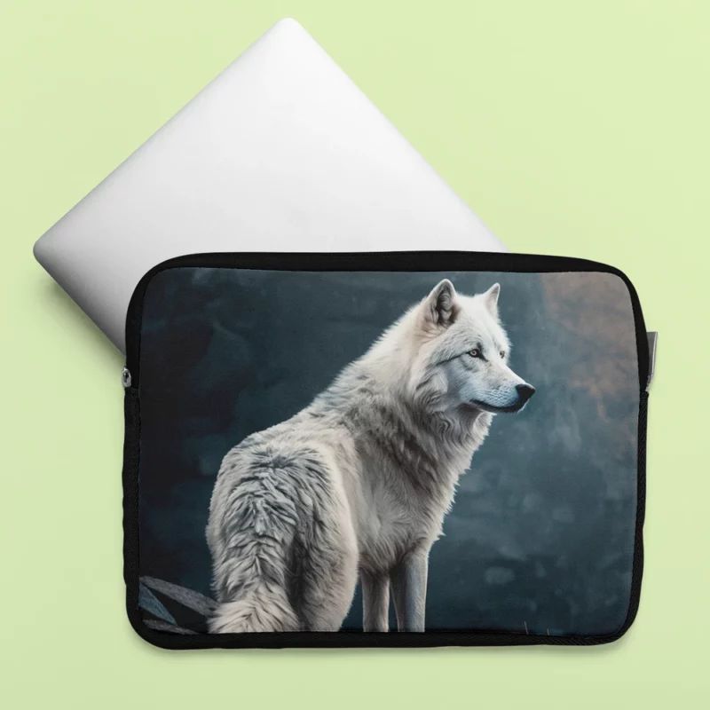 White Wolf AI Artwork Laptop Sleeve