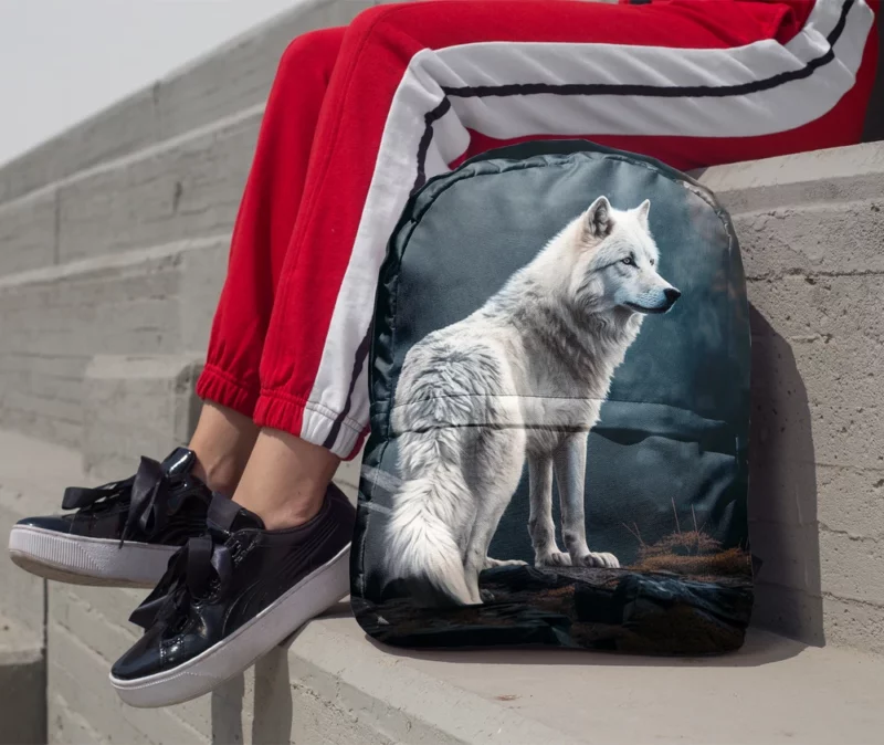 White Wolf AI Artwork Minimalist Backpack 1