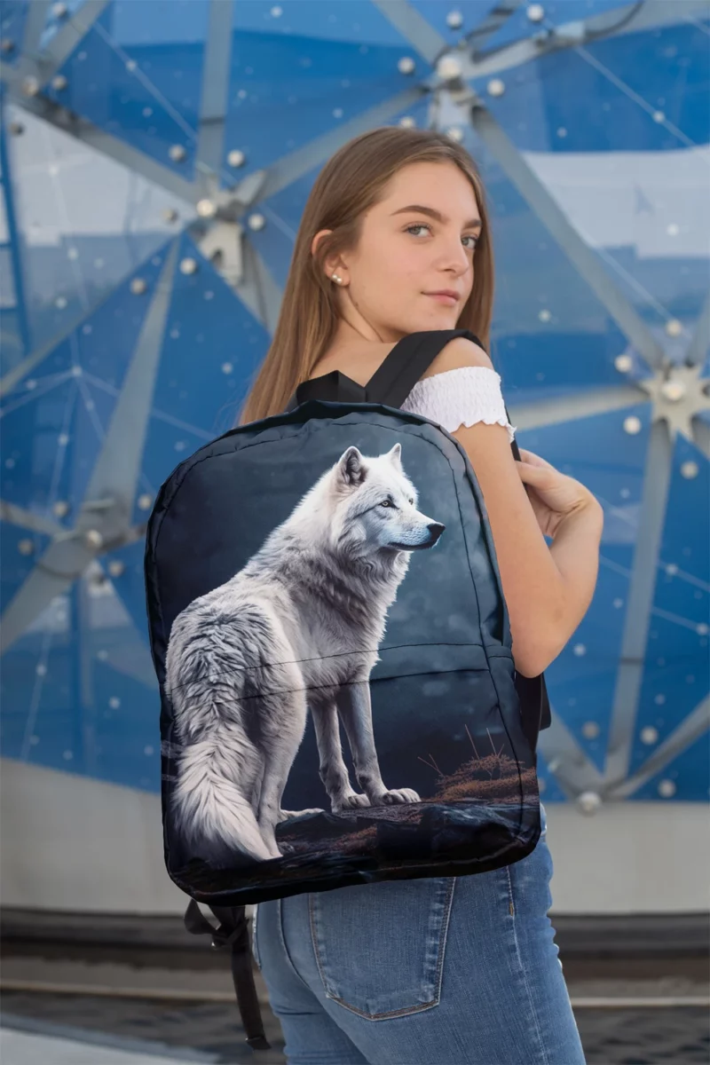 White Wolf AI Artwork Minimalist Backpack 2