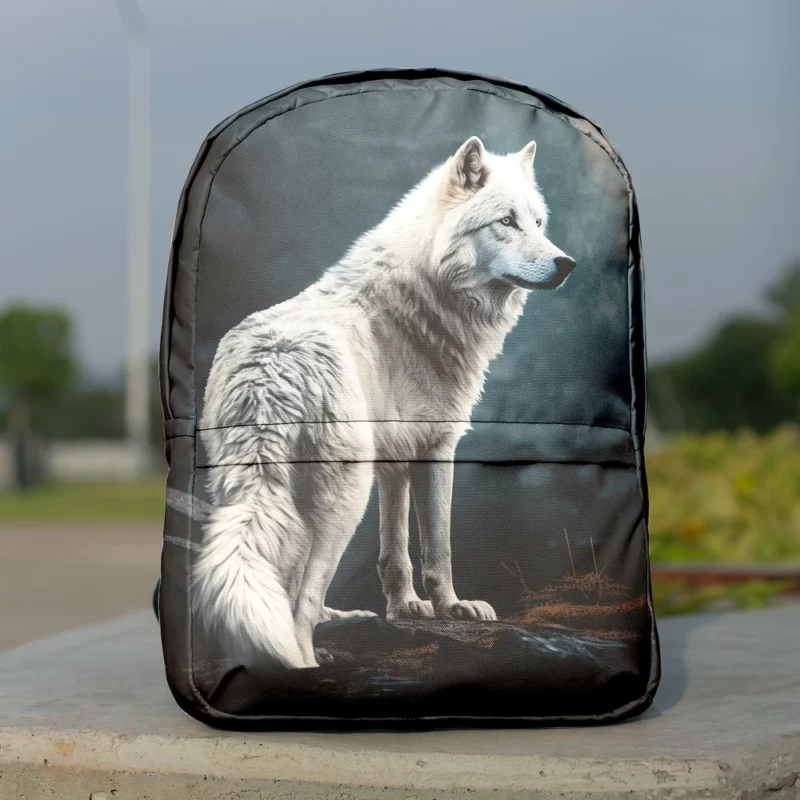 White Wolf AI Artwork Minimalist Backpack