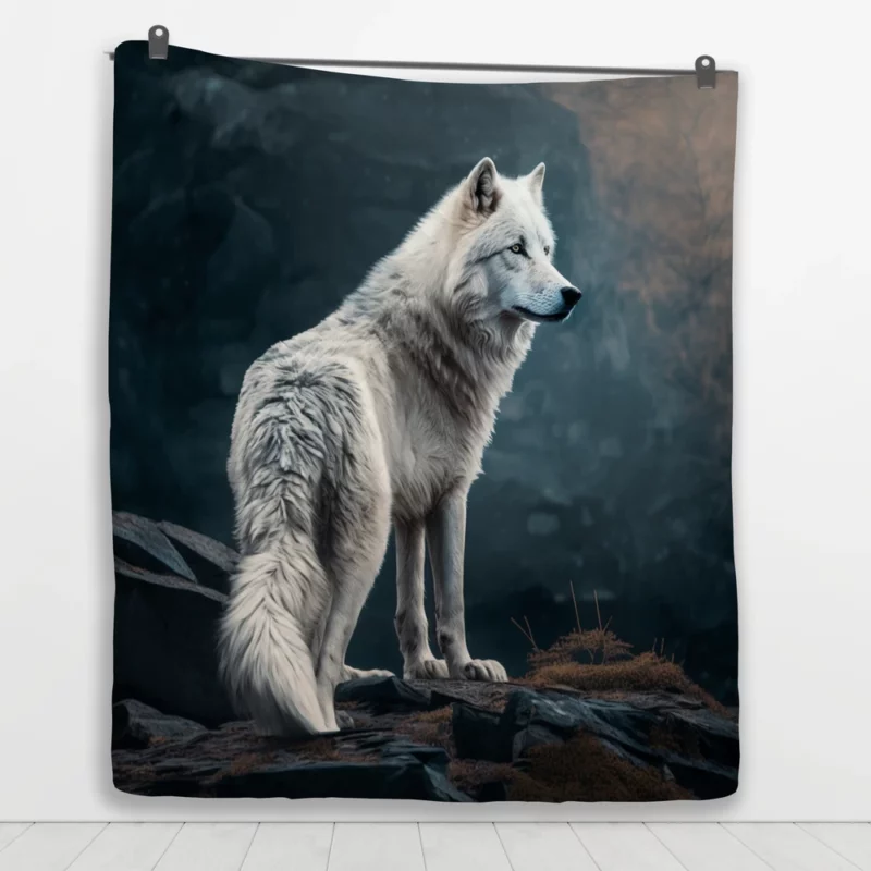 White Wolf AI Artwork Quilt Blanket 1