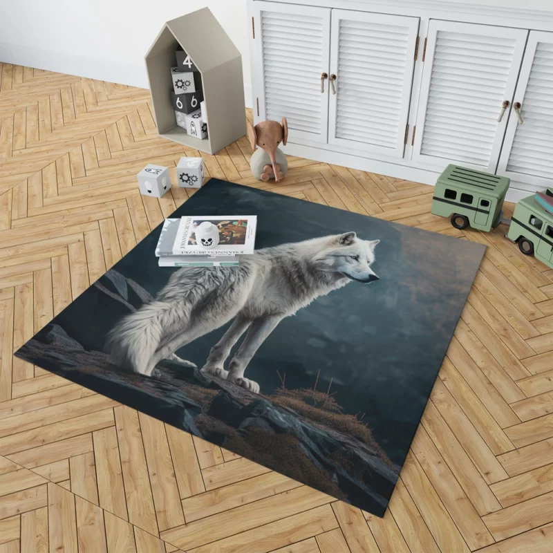 White Wolf AI Artwork Rug 1