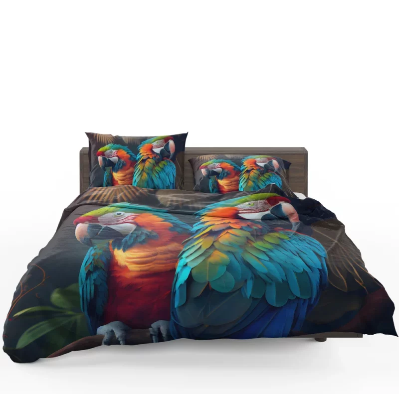 Wildlife Scene Colorful Macaw Parrots Bedding Set 1