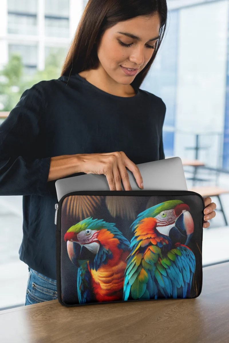 Wildlife Scene Colorful Macaw Parrots Laptop Sleeve 1