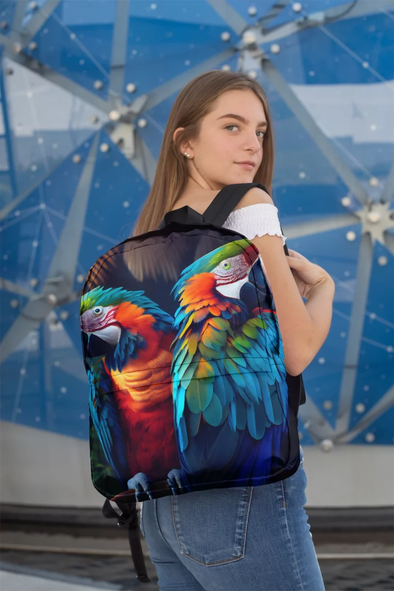 Wildlife Scene Colorful Macaw Parrots Minimalist Backpack 2