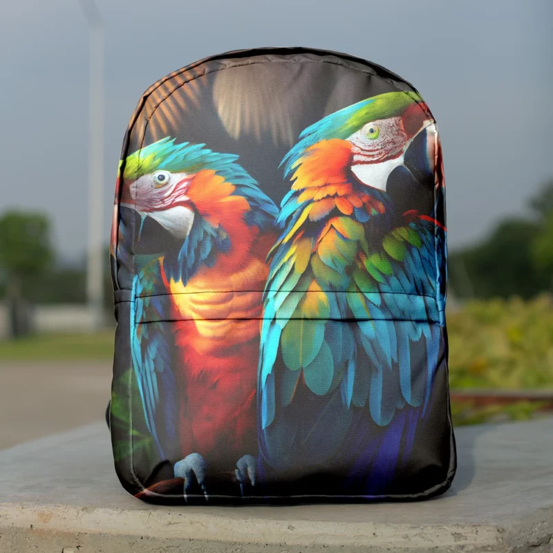 Wildlife Scene Colorful Macaw Parrots Minimalist Backpack