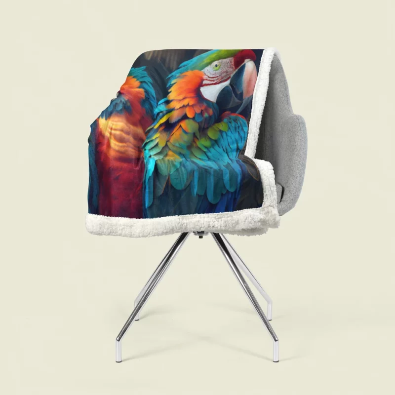 Wildlife Scene Colorful Macaw Parrots Sherpa Fleece Blanket 1