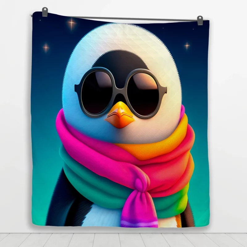 Winter Penguin Icon Quilt Blanket 1