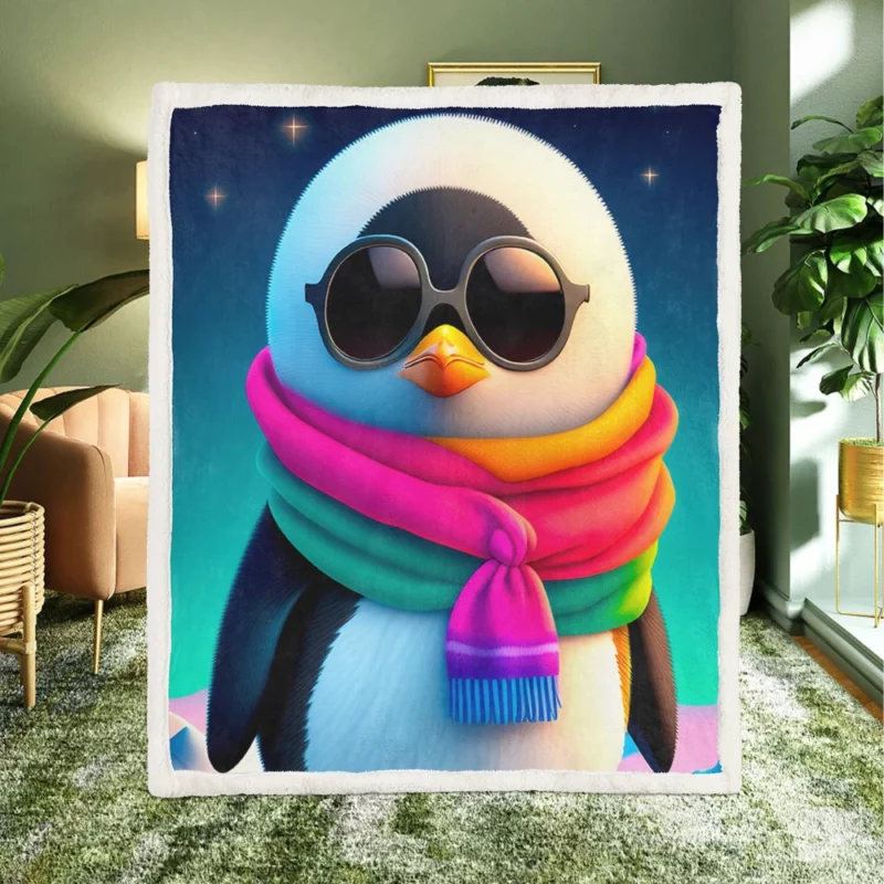 Winter Penguin Icon Sherpa Fleece Blanket