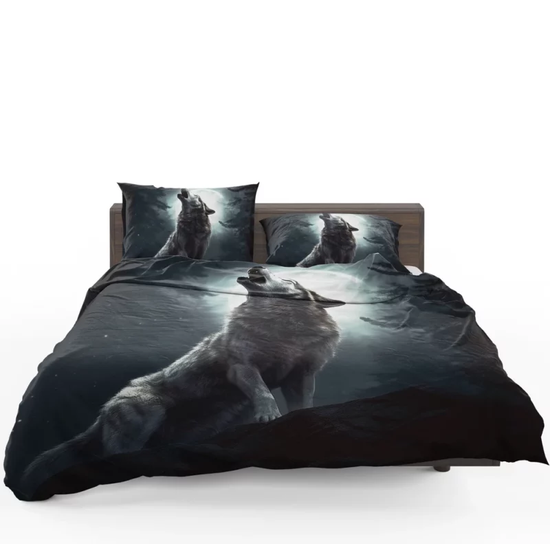 Wolf Howling at Full Moon Bedding Set 1