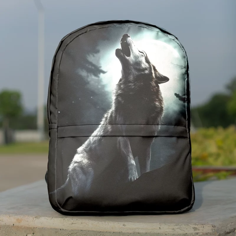 Wolf Howling at Full Moon Minimalist Backpack