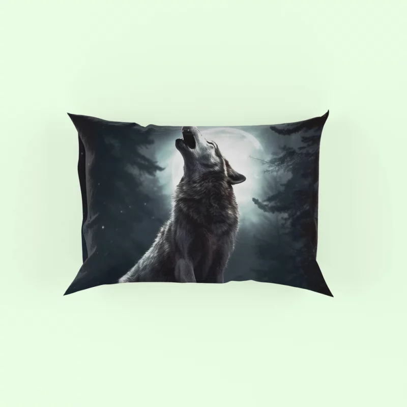 Wolf Howling at Full Moon Pillow Case