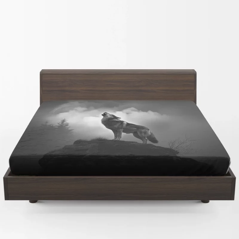 Wolf Howling at Night Fitted Sheet 1